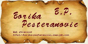 Borika Pešteranović vizit kartica